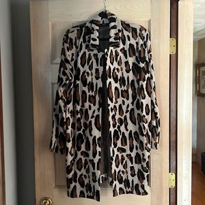 Tahari Leopard Print Cardigan - Black and Brown